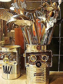 Danny Seo Recycles Old Cassette Tapes into Robot Utensil Holders