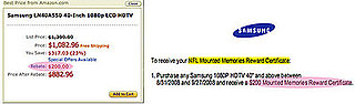 Samsung HDTV Rebate on Amazon Not For Cash Rebate
