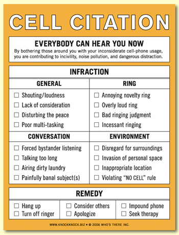 Cell Citation Notepad Makes You an Officer of Cell Phone Law 