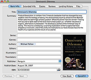 Books is a Free Download for Electronically Keeping Track of Your Library