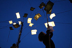Language of the Birds Art Installation in San Francisco's North Beach Features "Flying" LED-Lit Books