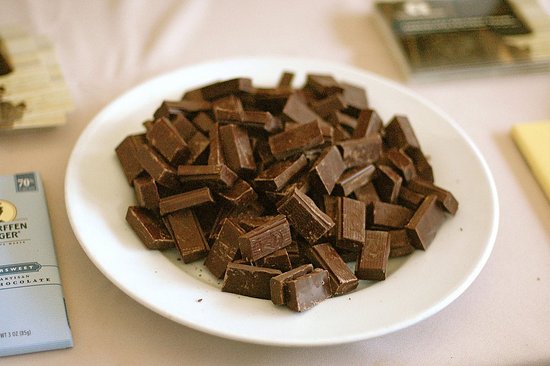 We started off simple with Scharffen Berger 70 percent dark chocolate. It was rich and smooth, definitely a nice palate starter.
We started off simple with Scharffen Berger 70 percent dark chocolate. It was rich and smooth, definitely a nice palate starter.