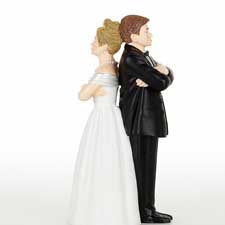 Do you really want to start your marriage off with a cake topper that shows everyone how angry you are at each other ($14.95). If you're a couple who fights all the time, maybe you should try couple's therapy first?
Do you really want to start your marriage off with a cake topper that shows everyone how angry you are at each other ($14.95). If you're a couple who fights all the time, maybe you should try couple's therapy first?