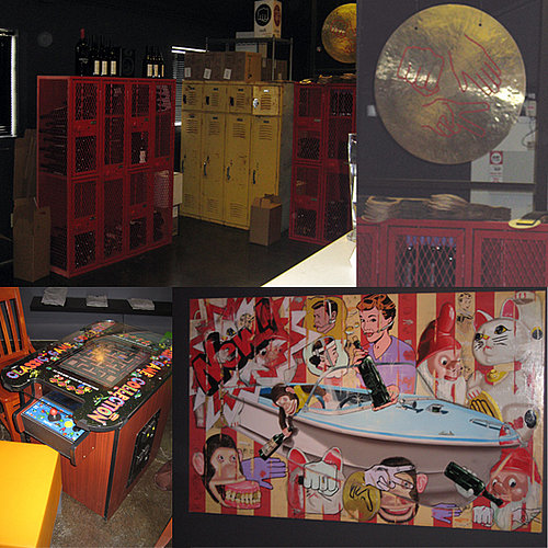 A giant rock, paper, scissors gong sits atop old school lockers in primary colors.
Tasters can enjoy the interesting artwork while playing a game of Pac-Man.
A giant rock, paper, scissors gong sits atop old school lockers in primary colors.
Tasters can enjoy the interesting artwork while playing a game of Pac-Man.