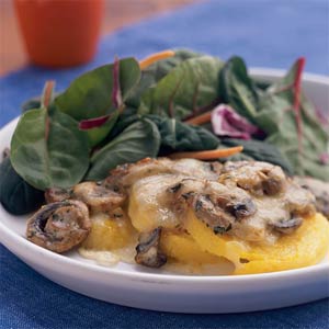 Fast & Easy Dinner: Polenta Gratin with Mushrooms and Fontina Fast & Easy Dinner: Polenta Gratin with Mushrooms and Fontina