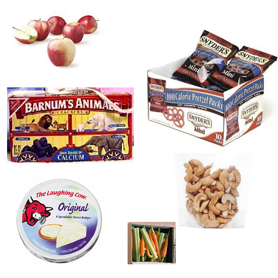 Fill the box with a variety of store bought foods. Fresh and dried fruit, pretzels, mini cheeses, carrot and celery sticks, animal crackers, and nuts make great snack food.
Source
Fill the box with a variety of store bought foods. Fresh and dried fruit, pretzels, mini cheeses, carrot and celery sticks, animal crackers, and nuts make great snack food.
Source