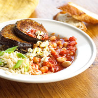 Fast & Easy Dinner: Saucy Beans and Eggplant
