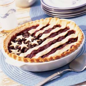 Summer's bounty of cherries go to good use in this juicy flag pie.
Summer's bounty of cherries go to good use in this juicy flag pie.