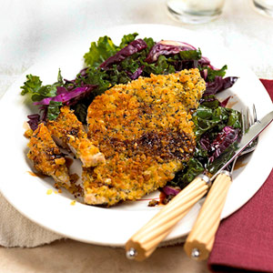 Fast & Easy Dinner: Breaded Pork With Cabbage and Kale