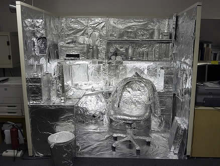 Foil covered office of the future. Foil covered office of the future.
