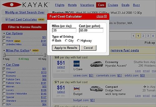 New Tool Estimates the Total Cost of Renting a Car