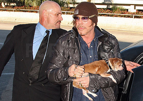 Mickey Rourke and Loki Leave LAX After His First Award at the Golden Globes