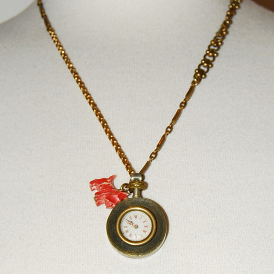 Lulu Frost Brass Victorian Clock Charm Necklace Lulu Frost Brass Victorian Clock Charm Necklace