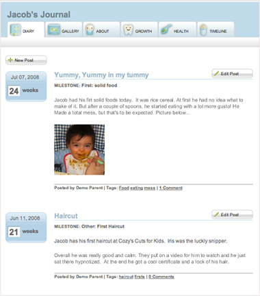 Kidmondo On–Line Baby Books