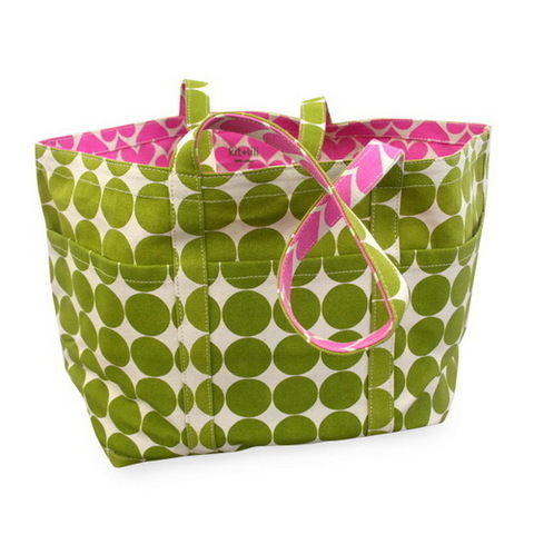 Green Polka Dot and Pink Heart Tote ($97)
