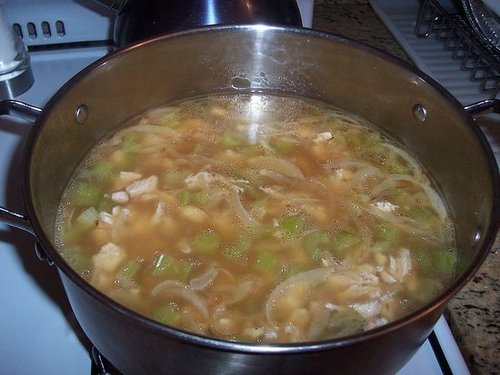 Roasted Chicken with Caramelized Onions Soup