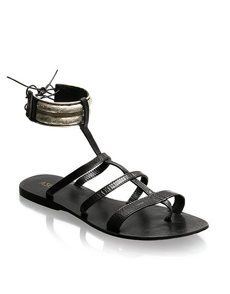 ASOS Leather Bangle Detail T Bar Flat Sandals
