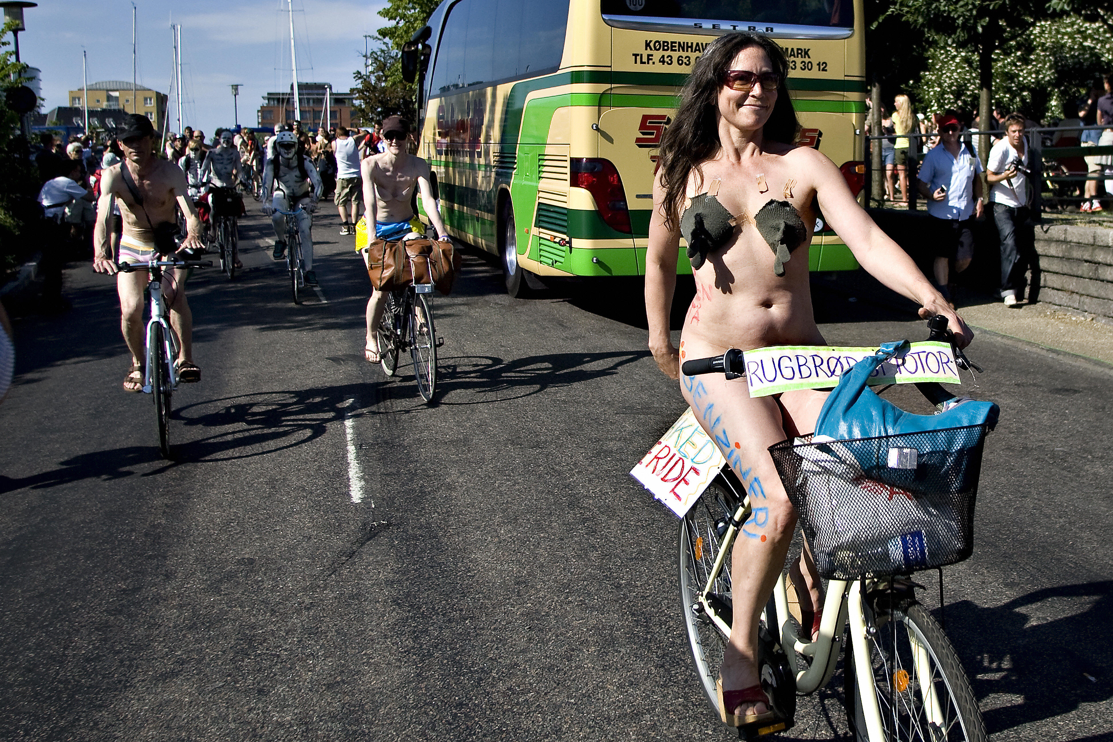 World Naked Biking Day in Copenhagen, Denmark. World Naked Biking Day in Copenhagen, Denmark.