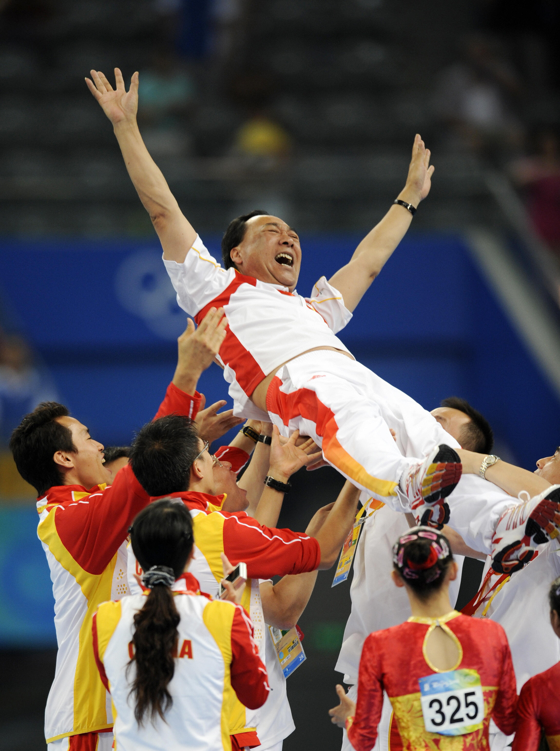 The Chinese team lift coach Gao Jian. The Chinese team lift coach Gao Jian.
