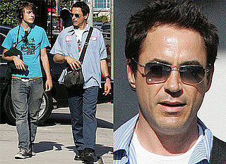 Iron Man aka Robert Downey Jr Out With Son Indio Dressed in Batman Printed Clothes