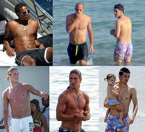 Photos of Shirtless David Villa, Topless Jose Reina, Sunbathing Patrice Evra and Sergio Ramos's Torso Plus Their WAGS In Bikinis