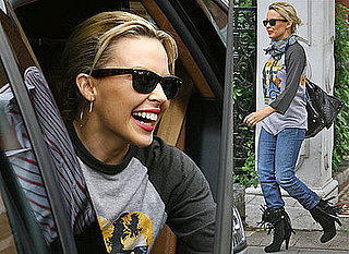 Photos Of Kylie Minogue In London, She's Recording A Duet With Sister Dannii For The Theme Tune Of New BBC Show Beautiful People