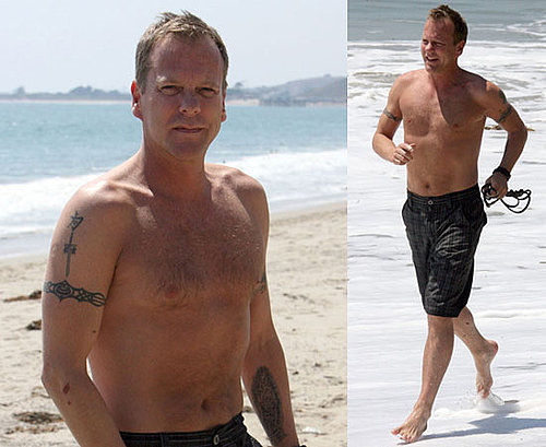 Photos Of Shirtless Kiefer Sutherland Running On Malibu Beach