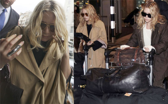 08/10/08 Mary-Kate And Ashley Olsen At Heathrow Airport