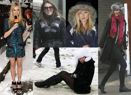 British Celebrities Out in the London Snow