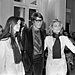 1968: Yves Saint Laurent with Lauren Bacall and her daughter after a showing of his latest collection in Paris.