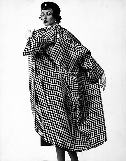 Dorian Leigh, Trigere coat, 1950. Dorian Leigh, Trigere coat, 1950.