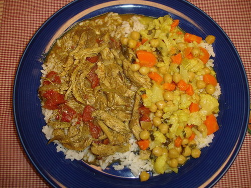 Girlc's Fragrant Chicken Curry and Indian Cauliflower Stew