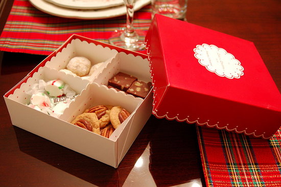 A finished cookie box that I gave to some relatives. I bought the super cute boxes at Michael's craft store. 