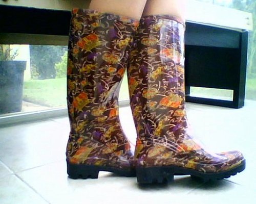 rain boots -close up