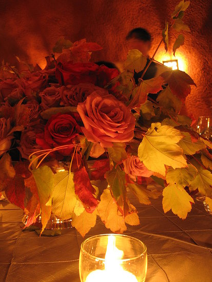 The ambiance is captured here. A wedding celebration and banquet by candelight.