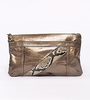 shebang :: handbags :: rachel python clutch bronze
