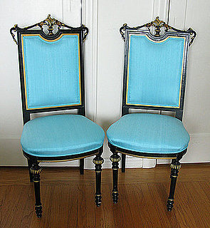 Crave Worthy: Antique Ebonized and Turquoise Silk Chairs