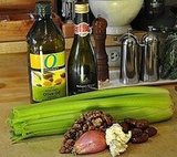 Shaved Celery Salad With Candied Walnuts, Gorzonola Cheese, Dates and Balasmic Vinaigrette Shaved Celery Salad With Candied Walnuts, Gorzonola Cheese, Dates and Balasmic Vinaigrette