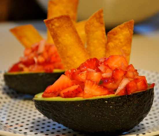 Served in an Avocado Bowl, Strawberry Salsa Is Scrumptious Served in an Avocado Bowl, Strawberry Salsa Is Scrumptious