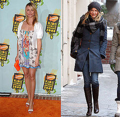 Cameron Diaz in White Dress and Scarf With Boots