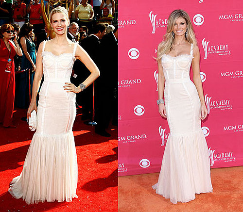 Mad Men Actress January Jones and Swimsuit Model Marisa Miller Wear the Same White Dolce & Gabbana Dress