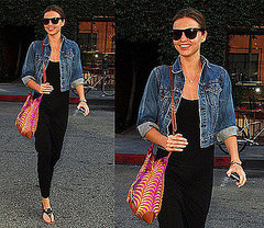 Victoria's Secret Model and Orlando Bloom's Girlfriend Miranda Kerr in LA Wearing a Black Maxi and Denim Jacket Victoria's Secret Model and Orlando Bloom's Girlfriend Miranda Kerr in LA Wearing a Black Maxi and Denim Jacket
