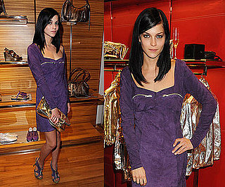 MisShapes Leigh Lezark Attends Hogan & Best Buddies in London Wearing Purple Suede Dress