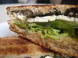 Recipe For Warm Eggplant Sandwich With Mint, Feta, and Hummus Recipe For Warm Eggplant Sandwich With Mint, Feta, and Hummus