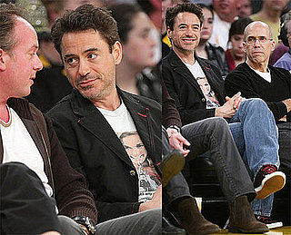 Photos of Robert Downey Jr., John Stamos, Denzel Washington, Adam Levine at Lakers Game in LA
