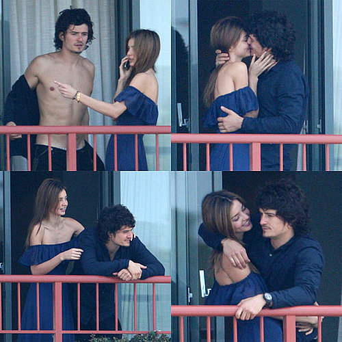 Photos of Shirtless Orlando Bloom Kissing Miranda Kerr on a Balcony in Australia