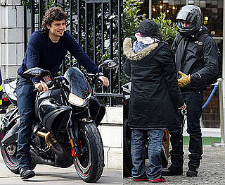 Photos of Orlando Bloom Riding His Motorcycle in London