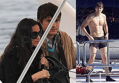 Photos of Shirtless Ashton Kutcher Filming Five Killers and Demi Moore in Nice, France