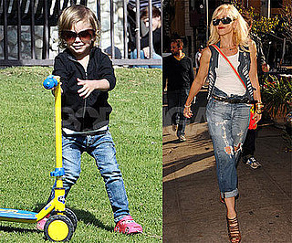 Photos of Kingston Rossdale Playing With a Scooter and Flying a Kite