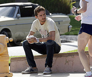Photo Slide of Shia LaBeouf Drinking Coffee in LA